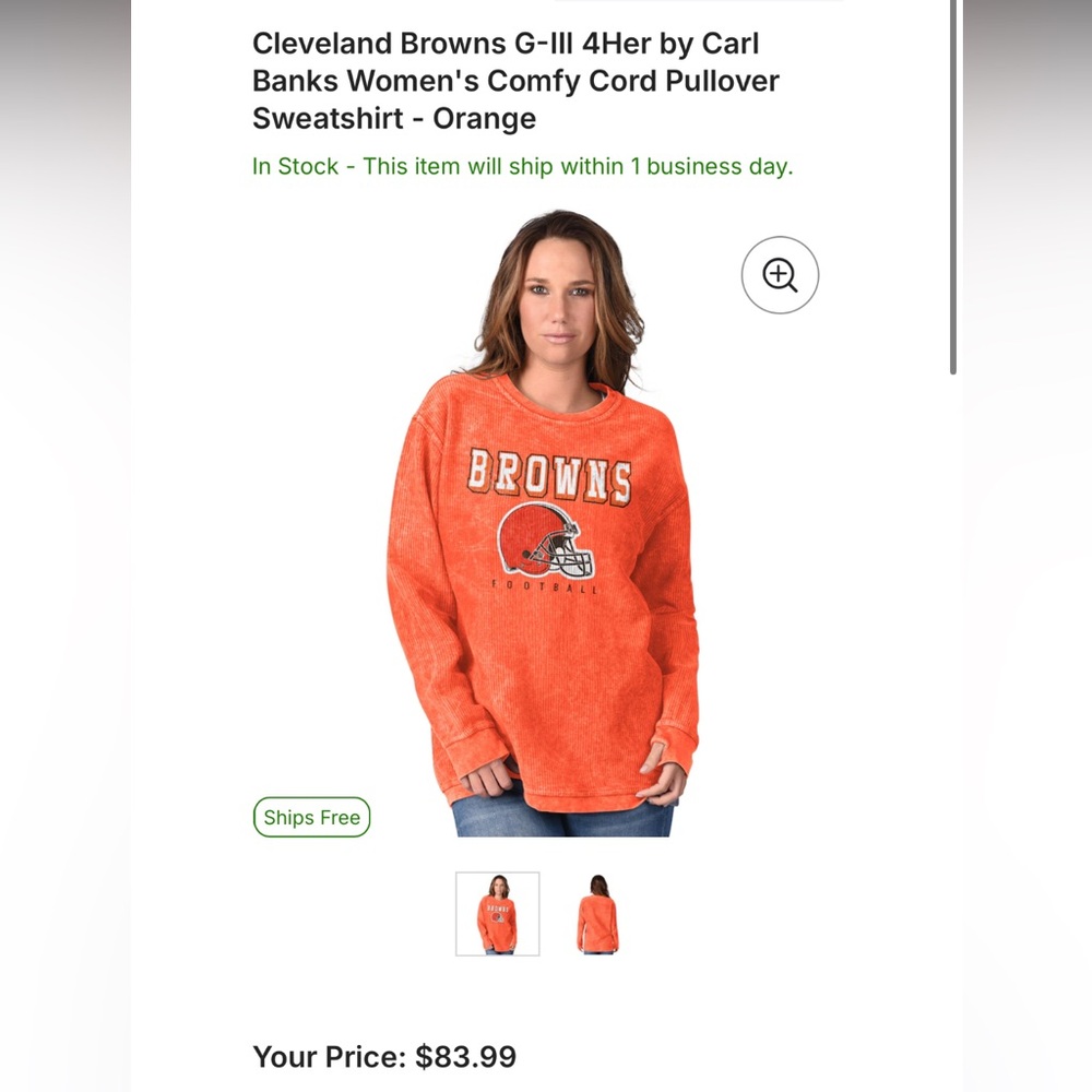 NWOT Cleveland Browns Ribbed Long Sleeve Size S